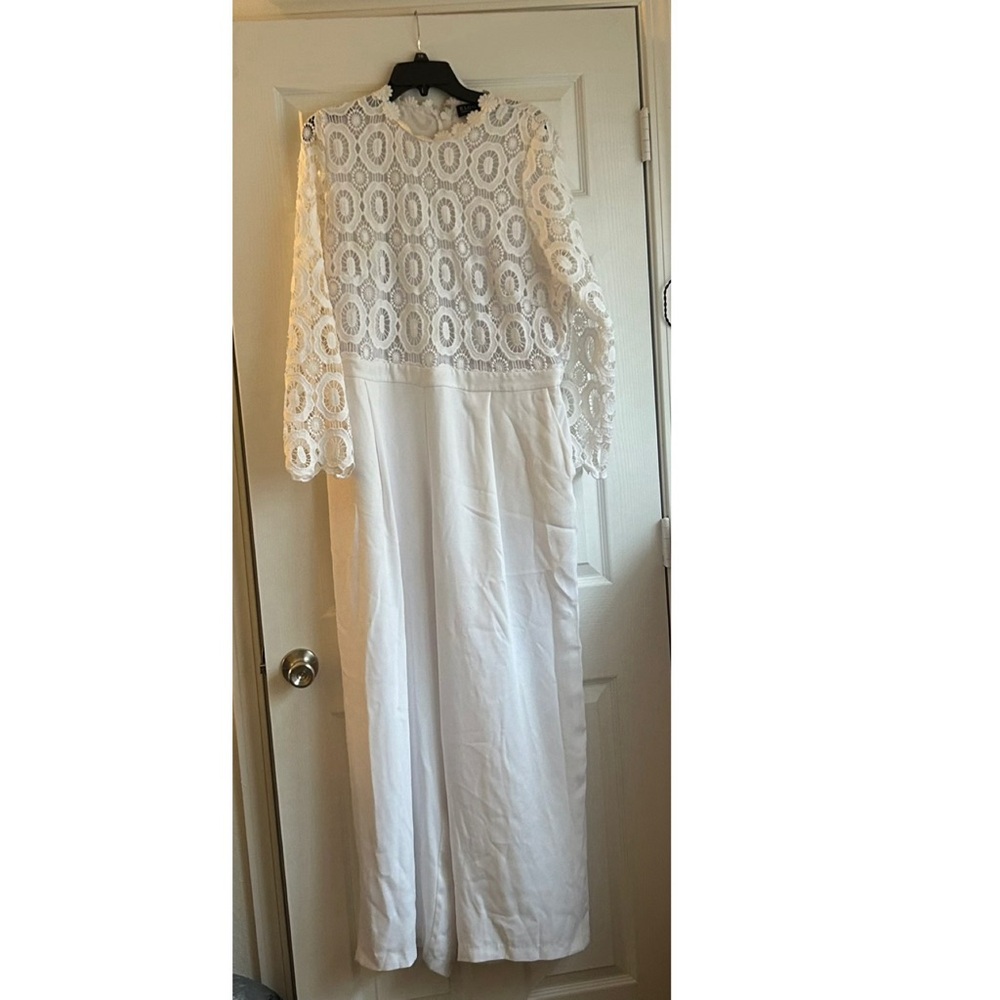 Eloquii White Lace Jumpsuit
